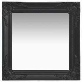 Wall Mirror Baroque Style 19.7"x19.7" Black