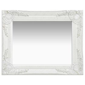 Wall Mirror Baroque Style 19.7"x15.7" White