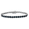 .925 Sterling Silver 1/10 Cttw Miracle-Set Treated Blue Color Diamond Miracle Plate "S" Link Tennis Bracelet (Blue Color, I2- I3 Clarity) - 7.25"