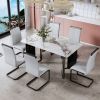 Modern minimalist rectangular dining table, white imitation marble tabletop