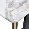 Modern minimalist rectangular dining table, white imitation marble tabletop
