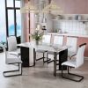 Modern minimalist rectangular dining table, white imitation marble tabletop