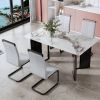 Modern minimalist rectangular dining table, white imitation marble tabletop