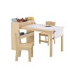 VEVOR Kids Art Table and 2 Chairs, 2-in-1 Toddler Craft and Play Activity Table, Wood Toddler Table and Chair Set with A Cabinet for Art, Craft
