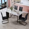 Modern minimalist rectangular dining table, white imitation marble tabletop