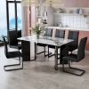 Modern minimalist rectangular dining table, white imitation marble tabletop