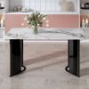 Modern minimalist rectangular dining table, white imitation marble tabletop