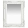 Wall Mirror Baroque Style 19.7"x15.7" White