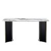 Modern minimalist rectangular dining table, white imitation marble tabletop