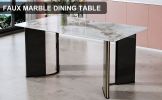 Modern minimalist rectangular dining table, white imitation marble tabletop