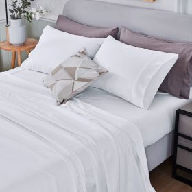3-4 Piece Vintage Colored Sheets Set Ultra Soft Microfiber Bed Sheets & Pillowcase with Natural Wrinkle Texture (Color: White, size: QUEEN)