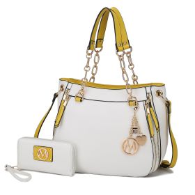 MKF Collection Lina Tote Handbag with Wristlet Wallet Vegan Leather Crossover Women's Purse by Mia K (Color: White, Material: Vegan Leather)