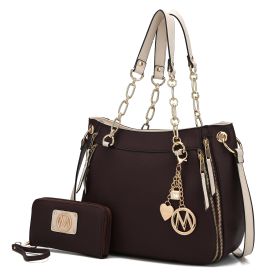 MKF Collection Lina Tote Handbag with Wristlet Wallet Vegan Leather Crossover Women's Purse by Mia K (Color: Chocolate, Material: Vegan Leather)
