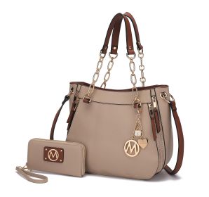 MKF Collection Lina Tote Handbag with Wristlet Wallet Vegan Leather Crossover Women's Purse by Mia K (Color: Taupe, Material: Vegan Leather)