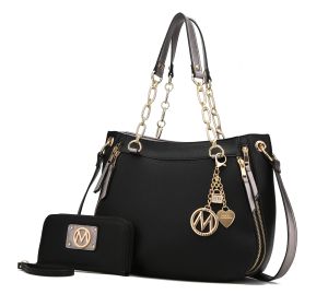 MKF Collection Lina Tote Handbag with Wristlet Wallet Vegan Leather Crossover Women's Purse by Mia K (Color: Black, Material: Vegan Leather)