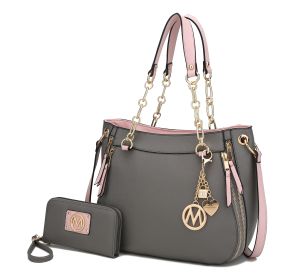 MKF Collection Lina Tote Handbag with Wristlet Wallet Vegan Leather Crossover Women's Purse by Mia K (Color: Charcoal, Material: Vegan Leather)