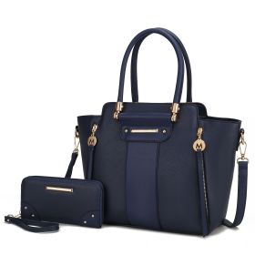 MKF Collection Eliana Tote Handbag with Wristlet Wallet Vegan Leather Crossover Womens Purse by Mia K (Color: Navy, Material: Vegan Leather)