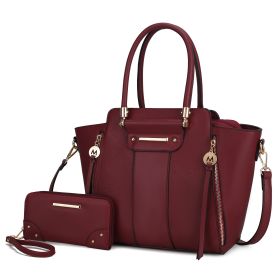 MKF Collection Eliana Tote Handbag with Wristlet Wallet Vegan Leather Crossover Womens Purse by Mia K (Color: Wine, Material: Vegan Leather)