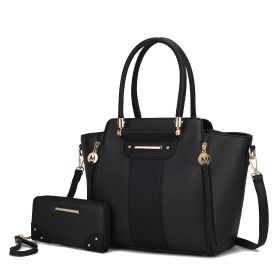 MKF Collection Eliana Tote Handbag with Wristlet Wallet Vegan Leather Crossover Womens Purse by Mia K (Color: Black, Material: Vegan Leather)