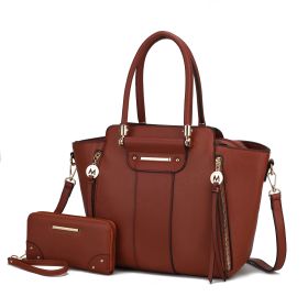MKF Collection Eliana Tote Handbag with Wristlet Wallet Vegan Leather Crossover Womens Purse by Mia K (Color: Cognac, Material: Vegan Leather)