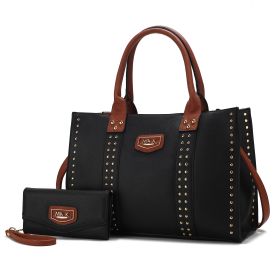 MKF Collection Davina Tote Handbag with wallet Vegan Leather Crossover Womens Purse by Mia K (Color: Black, Material: Vegan Leather)
