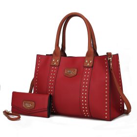 MKF Collection Davina Tote Handbag with wallet Vegan Leather Crossover Womens Purse by Mia K (Color: Wine, Material: Vegan Leather)
