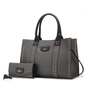 MKF Collection Davina Tote Handbag with wallet Vegan Leather Crossover Womens Purse by Mia K (Color: Charcoal, Material: Vegan Leather)