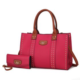 MKF Collection Davina Tote Handbag with wallet Vegan Leather Crossover Womens Purse by Mia K (Color: Fuschia, Material: Vegan Leather)