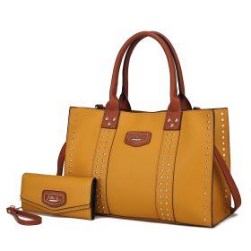 MKF Collection Davina Tote Handbag with wallet Vegan Leather Crossover Womens Purse by Mia K (Color: Mustard, Material: Vegan Leather)