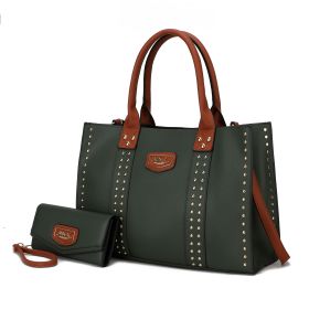 MKF Collection Davina Tote Handbag with wallet Vegan Leather Crossover Womens Purse by Mia K (Color: Olive, Material: Vegan Leather)
