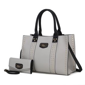 MKF Collection Davina Tote Handbag with wallet Vegan Leather Crossover Womens Purse by Mia K (Color: Grey, Material: Vegan Leather)