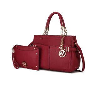 MKF Collection Tenna Satchel Handbag With Wallet Vegan Leather Crossover Womens Purse by Mia k (Color: Red Wine, Material: Vegan Leather)