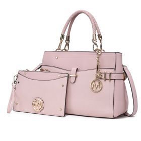 MKF Collection Tenna Satchel Handbag With Wallet Vegan Leather Crossover Womens Purse by Mia k (Color: Pink Blush, Material: Vegan Leather)