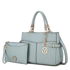MKF Collection Tenna Satchel Handbag With Wallet Vegan Leather Crossover Womens Purse by Mia k (Color: Seafoam, Material: Vegan Leather)