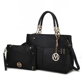 MKF Collection Tenna Satchel Handbag With Wallet Vegan Leather Crossover Womens Purse by Mia k (Color: Black, Material: Vegan Leather)