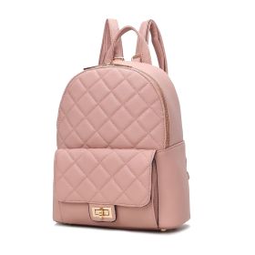 MKF Collection Dimitria Quilted and Smooth Women Backpack, Bookbag Purse Handbag Travel Daypack Bag By Mia K (Color: Mauve, Material: Quilted)