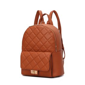 MKF Collection Dimitria Quilted and Smooth Women Backpack, Bookbag Purse Handbag Travel Daypack Bag By Mia K (Color: Brown, Material: Quilted)