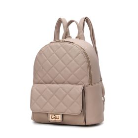 MKF Collection Dimitria Quilted and Smooth Women Backpack, Bookbag Purse Handbag Travel Daypack Bag By Mia K (Color: Sand, Material: Quilted)
