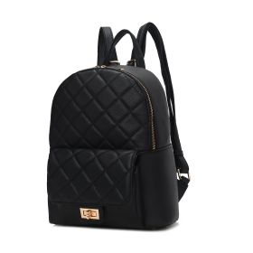 MKF Collection Dimitria Quilted and Smooth Women Backpack, Bookbag Purse Handbag Travel Daypack Bag By Mia K (Color: Black, Material: Quilted)