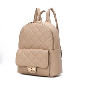 MKF Collection Dimitria Quilted and Smooth Women Backpack, Bookbag Purse Handbag Travel Daypack Bag By Mia K (Color: Stone, Material: Quilted)